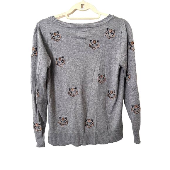 CHASER Tiger Embroidered Cashmere Blend Crewneck Sweater‎ Sz Medium - Picture 3 of 5